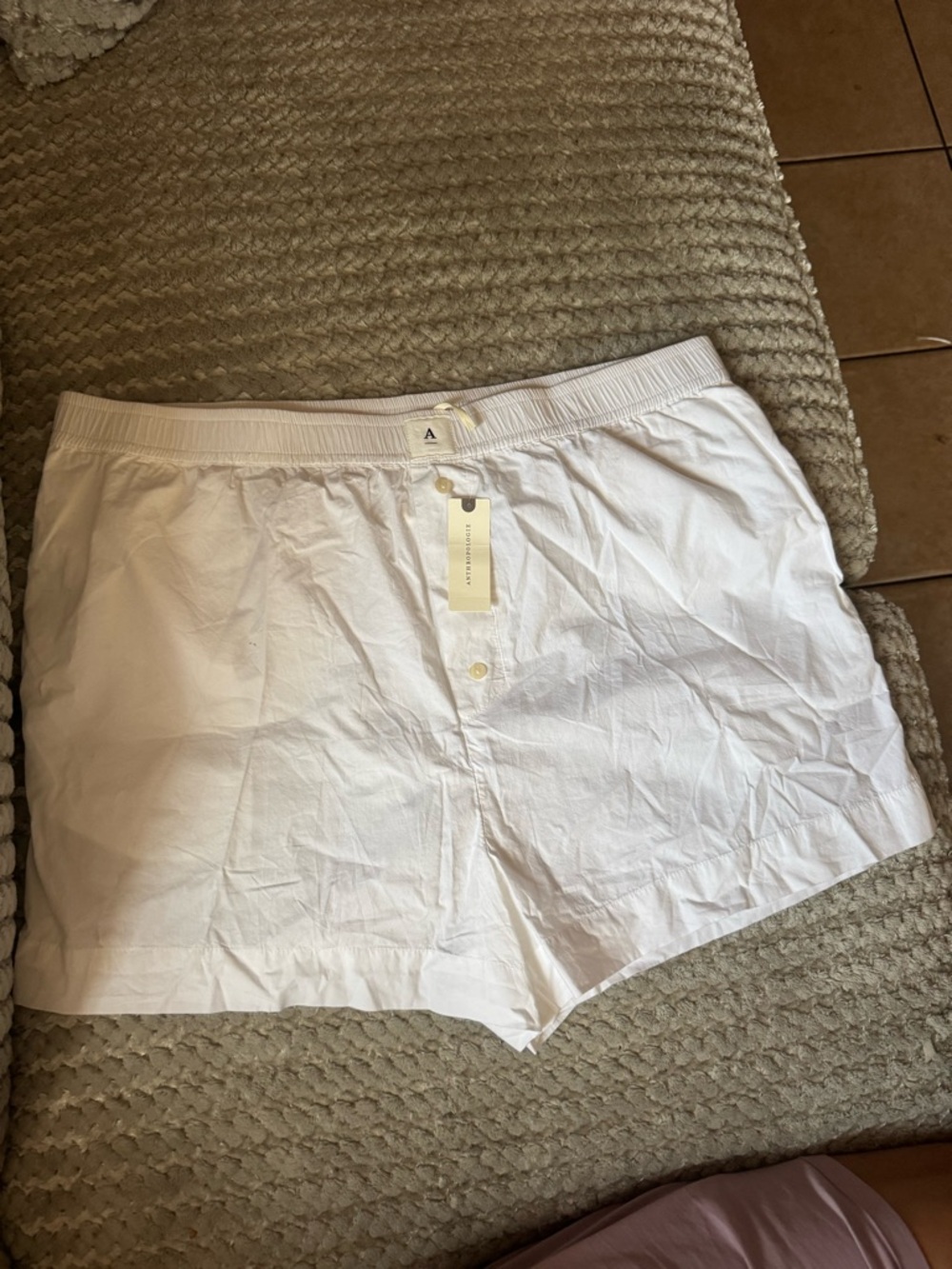 Anthropologie White Cotton Boxer-Style Men’s Shorts